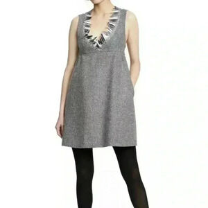 Anna Sui Target Womens S Sequin Neckline Sleeveless Tweed Boucle Dress Gray NWOT